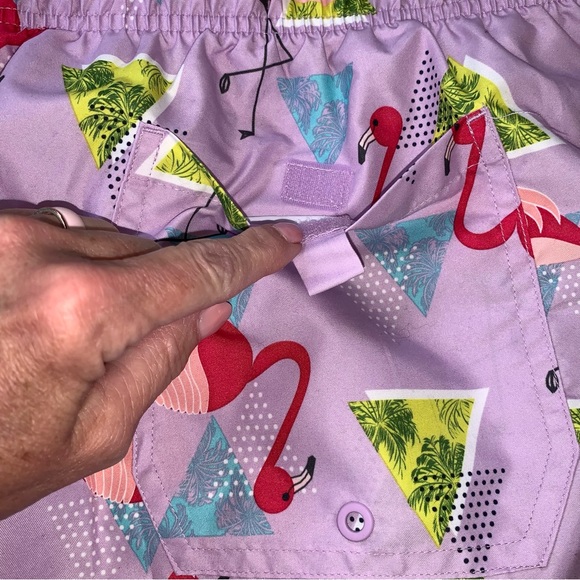 George Flamingo Swim Trunks, Purple Flamingo Print, XL, Like New - Picture 3 of 8